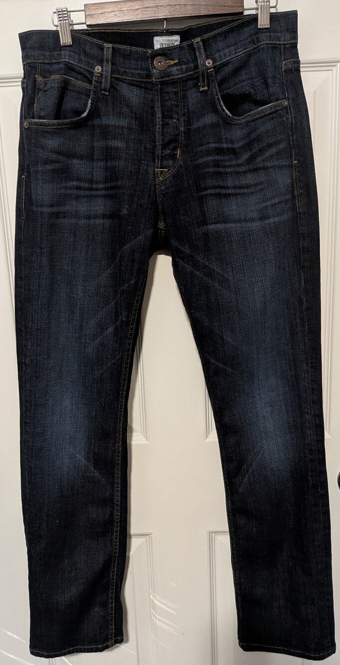 Hudson Jeans Men’s Byron 5-Pocket Straight Leg Jeans Dark Wash Indigo Blue Sz 32
